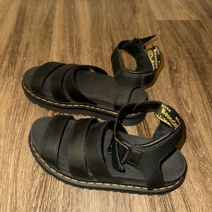 Dr. Martens Black Sandals with Yellow Stitching